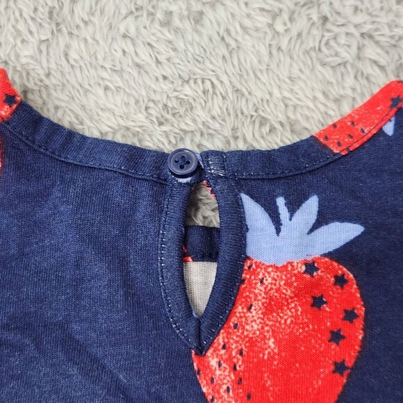 3/$20 Carter's Just One You Top Baby Girls 6M Blue Red Strawberry Print Cotton - Picture 6 of 9